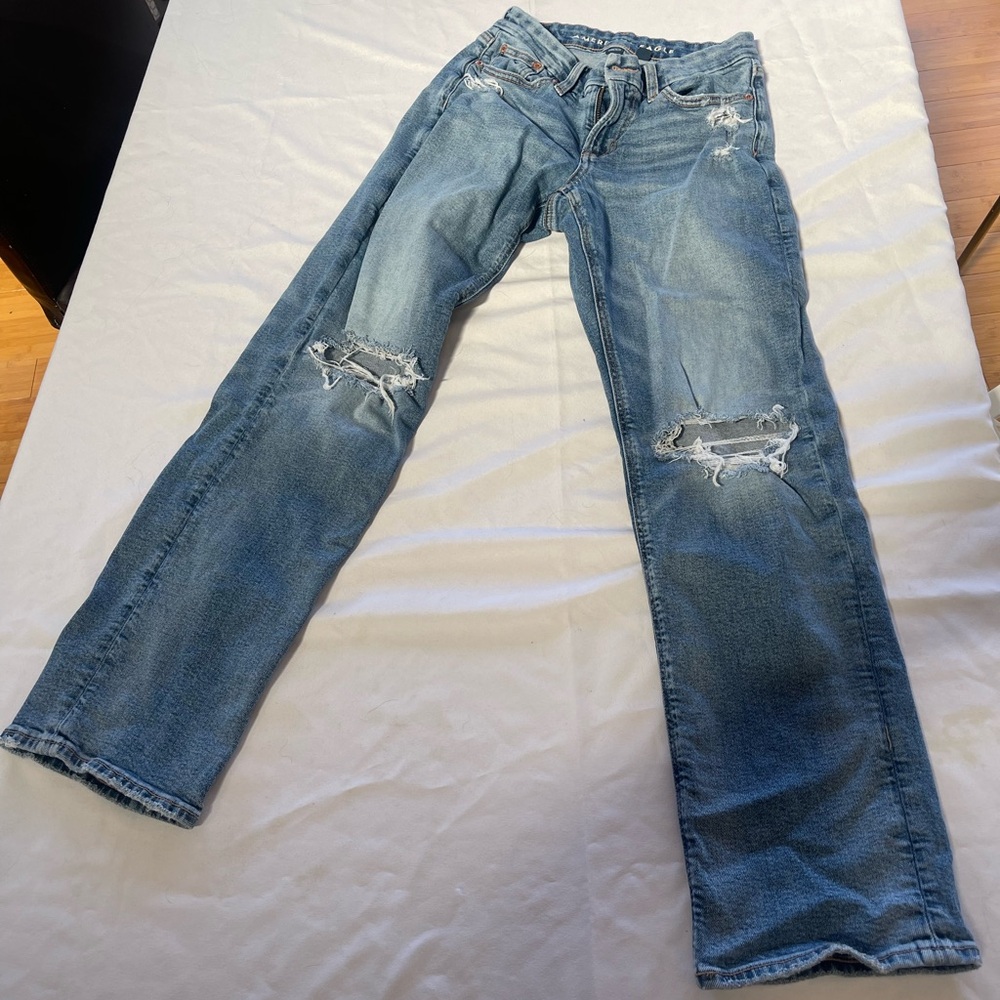 Distressed Blue Jeans